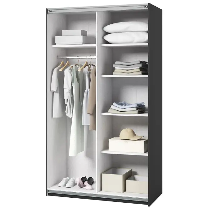 Szafa 120cm Beta 54  Czarny/Lustra
