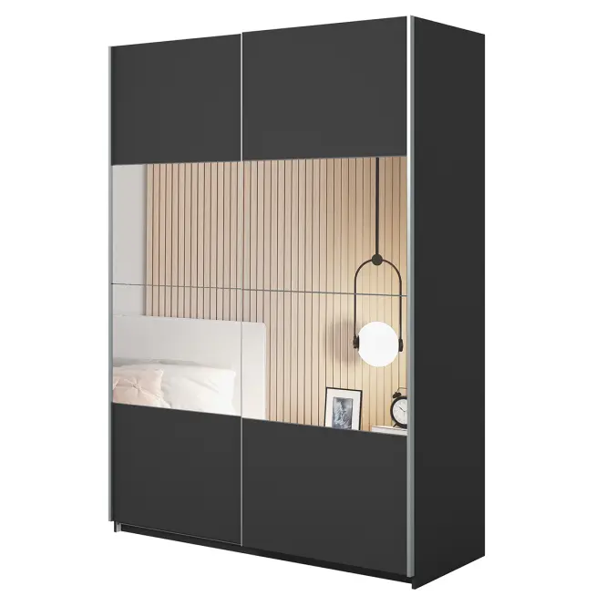 Szafa 150cm Beta 55  Czarny/Lustra