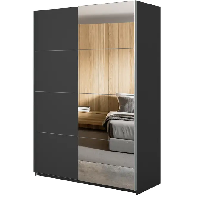Szafa 150cm Beta 55  Czarny/Lustra