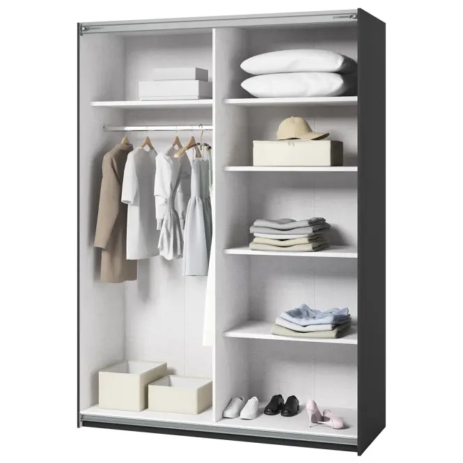 Szafa 150cm Beta 55  Czarny/Lustra