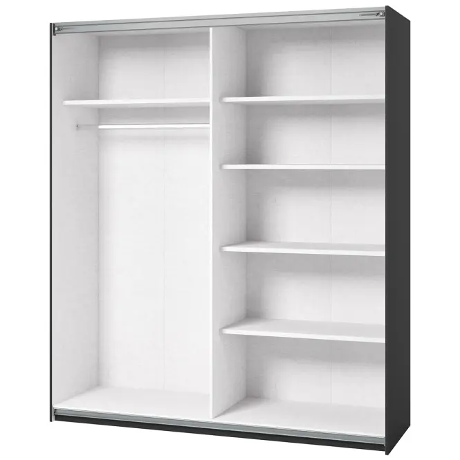 Szafa 200cm Beta 57  Czarny/Lustra