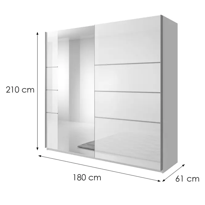 Szafa 2d + Lustro Beta 56  Biały/Połysk