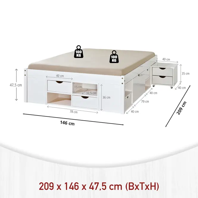 Łóżko 20900170 Till 140x200 Biały
