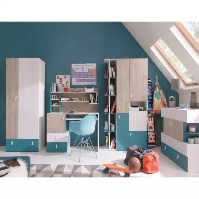 Biurko Planet PL9 biały/dąb/morski,7