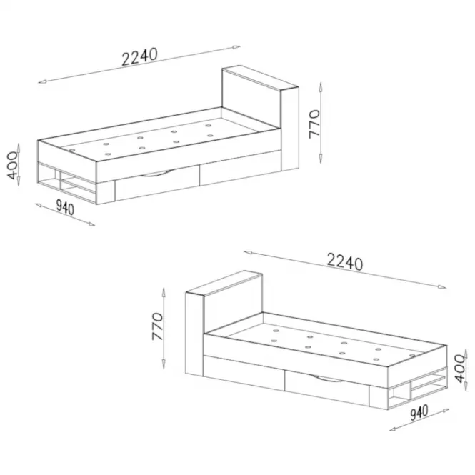 Łóżko Planet PL14 biały/dąb/morski,3
