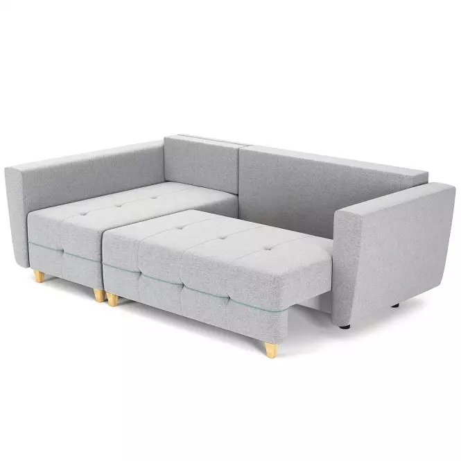 Narożnik z funkcją spania Grey Enzo 162+154 drewno naturalne lewostronny,4