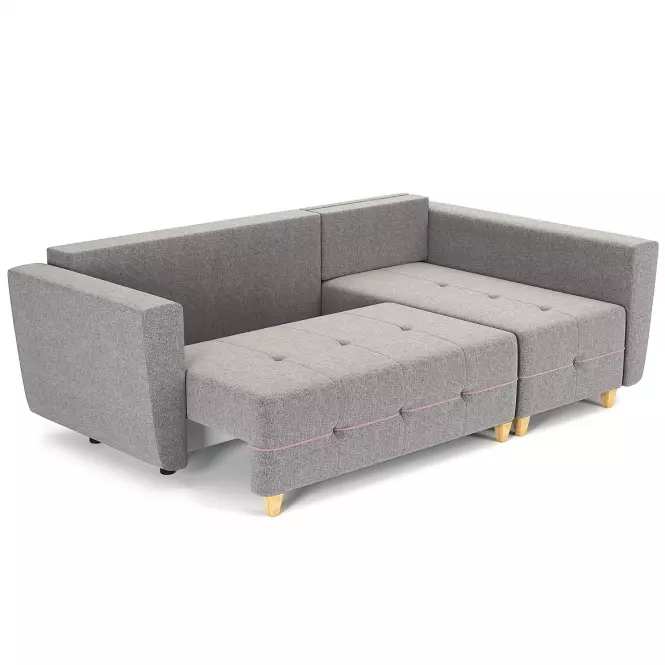 Narożnik z funkcją spania Grey Enzo 161+152 drewno naturalne prawostronny,4