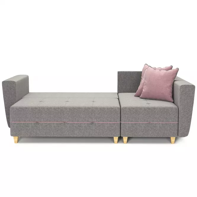 Narożnik z funkcją spania Grey Enzo 161+152 drewno naturalne prawostronny,6