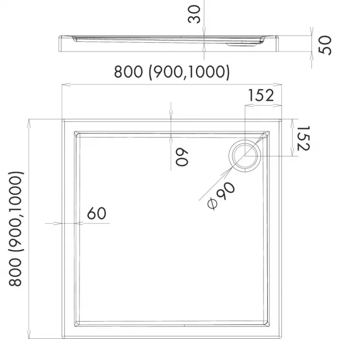 Brodzik kwadratowy  80X80X5 Corrina 3.060