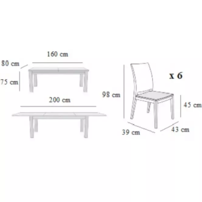 Zestaw stół i krzesła Monia 2 1+6 ST343 II KR647 sonoma elmo 204 brąz