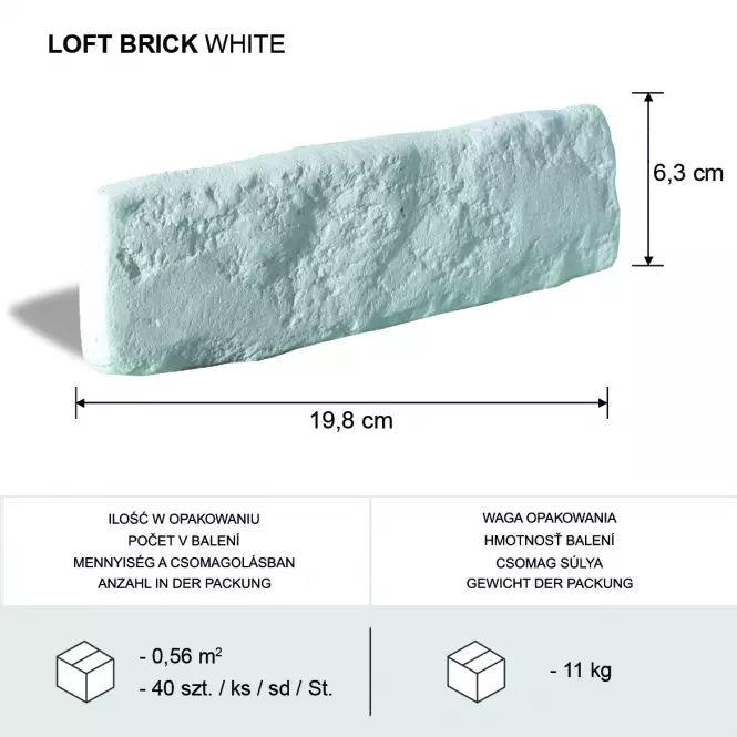 Kamień Betonowy Loft Brick Biały