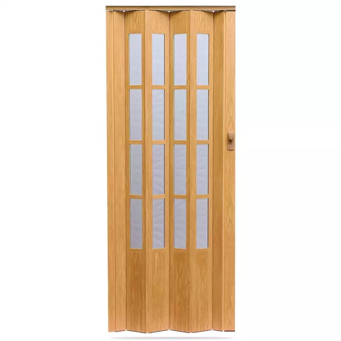 Drzwi harmonijkowe Crystalline glass jasny dąb