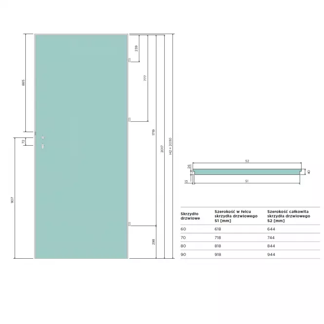 Drzwi wewnętrzne Prestige PB 03 70 L orzech kolumbijski + podcięcie,3