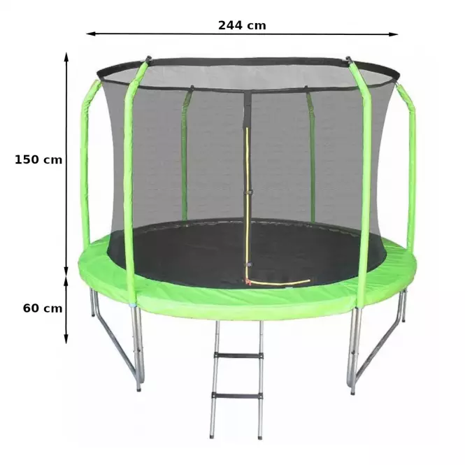 Trampolina ogrodowa COMFORT z drabinką 244cm zielona