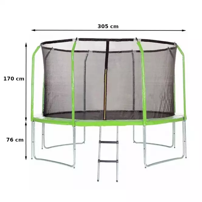 Trampolina ogrodowa COMFORT z drabinką 305cm zielona