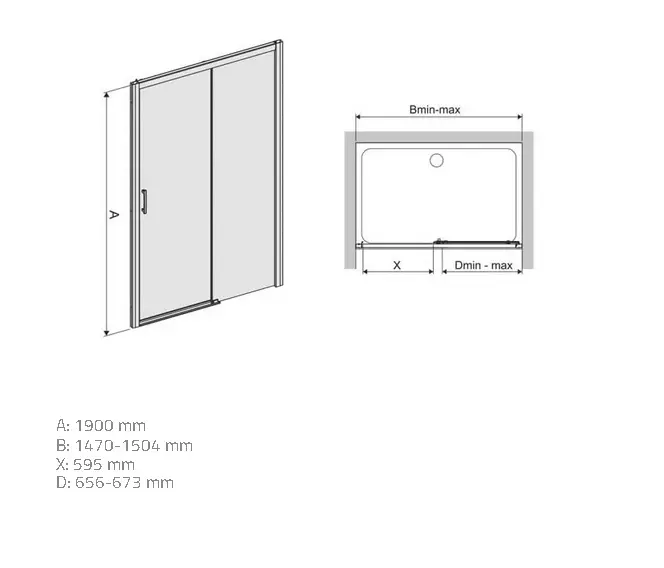 Drzwi prysznicowe D2P/Freezone 150 W0 Glass Protect