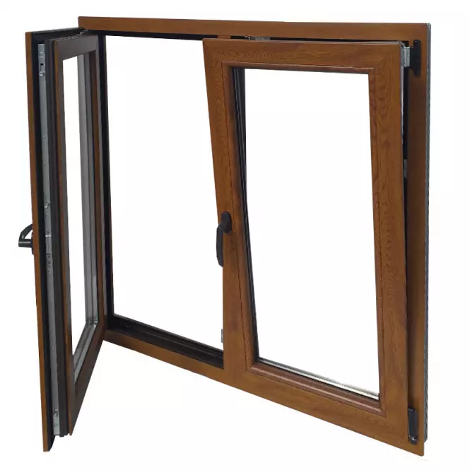 Okno dwuskrzydłowe symetryczne 116,5x113,5cm złoty dąb