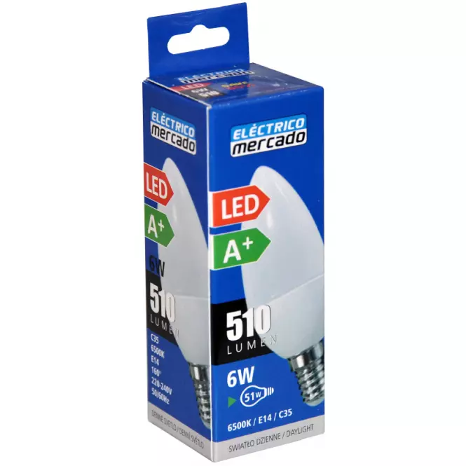 Żarówka LED EM 6W C35 E14 6500K