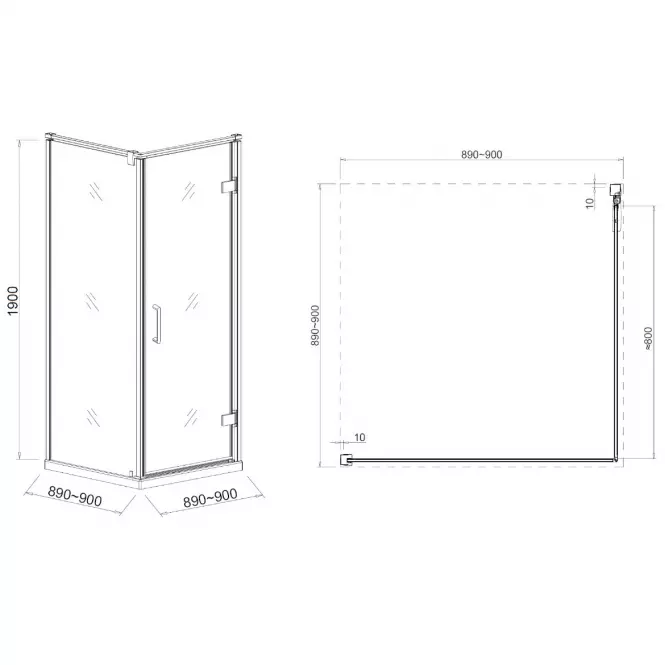 Kabina prysznicowa kwadratowa Maja 90x90x190czarny profil