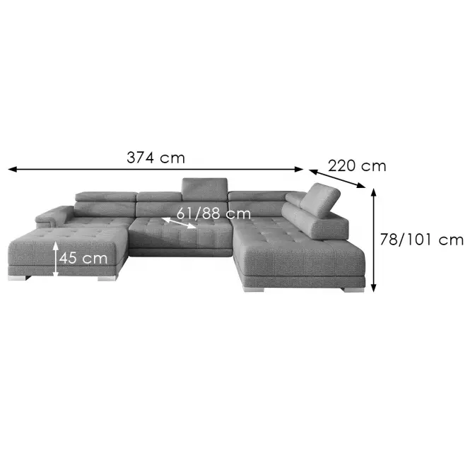 Narożnik bez funkcji spania Campo XL Crown 18 prawostronny