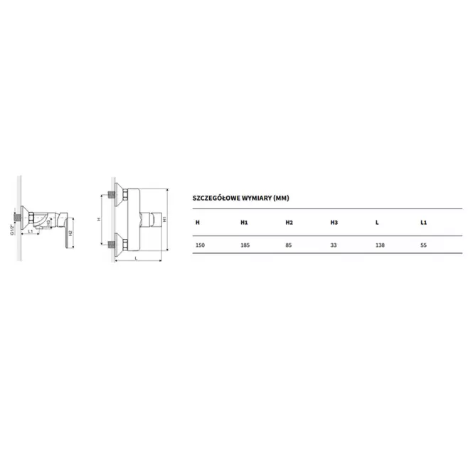 Bateria natryskowa Glad chrom ARAC.1108CR