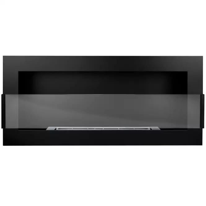 Biokominek 900x400 czarny strukturalny z szybą