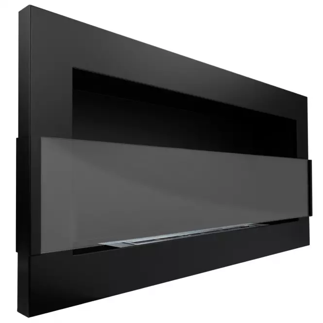 Biokominek 900x400 czarny strukturalny z szybą