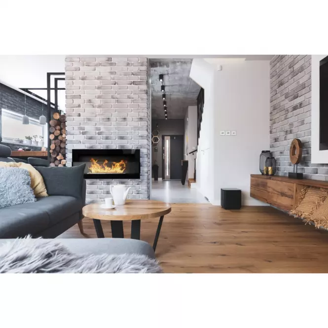 Biokominek 900x400 czarny połysk z szybą