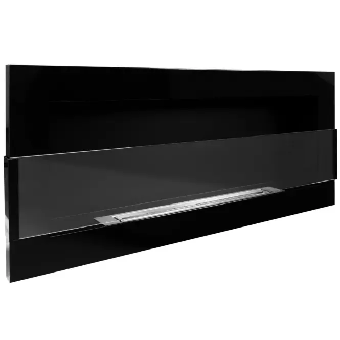 Biokominek 900x400 czarny połysk z szybą