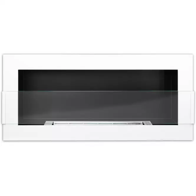 Biokominek 900X400 biały połysk z szybą