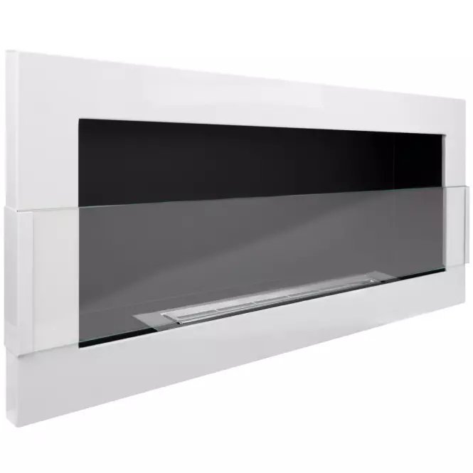 Biokominek 900X400 biały połysk z szybą