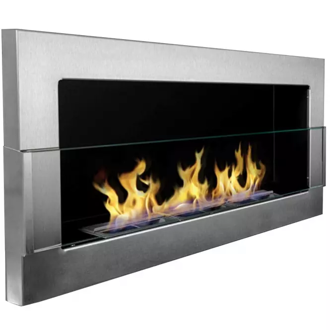 Biokominek 900x400  inox srebrny z szybą