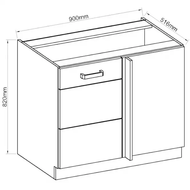 Szafka kuchenna ARTISAN biały połysk 90ND 1F BB,2