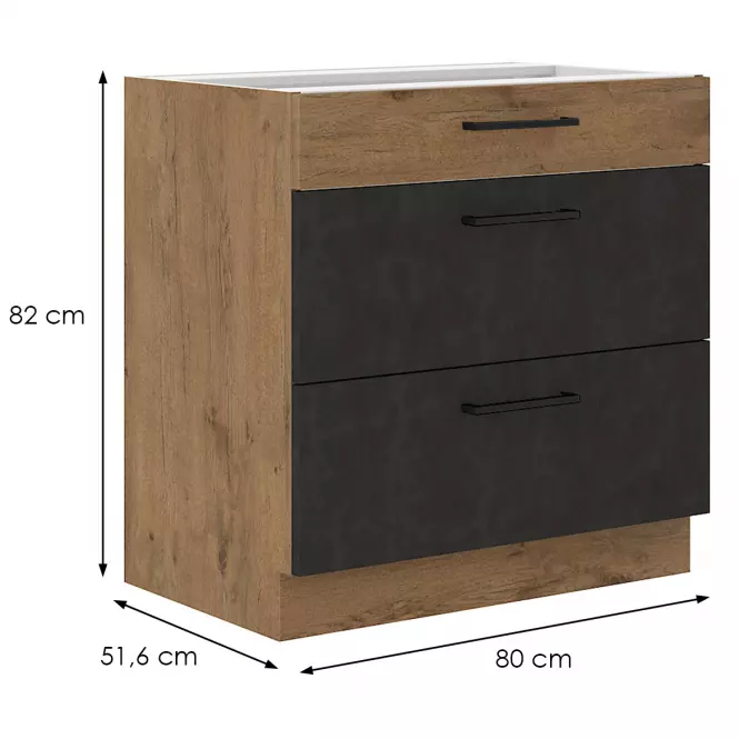 Szafka kuchenna VIGO grafit mat 80D 3S BB