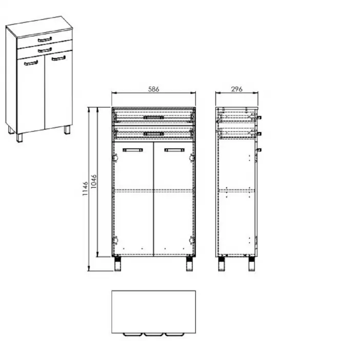 Półsłupek Uno 60 2D2S white