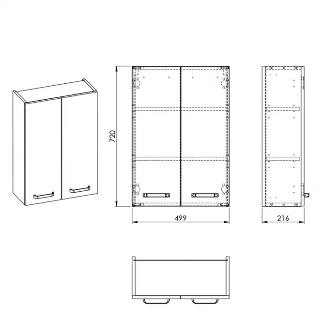 Szafka wisząca Uno 50 2D white