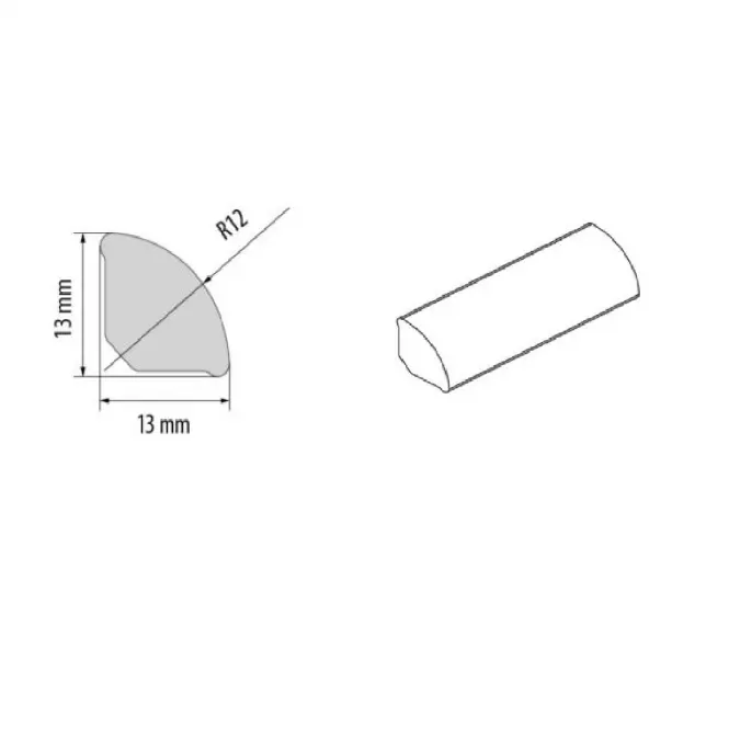 Ćwierćwałek PCV 13x13x2500mm buk