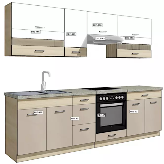 Kuchnia Premio 260 zestaw C plus z blatem (1,9M+0,7M) sonoma/biały