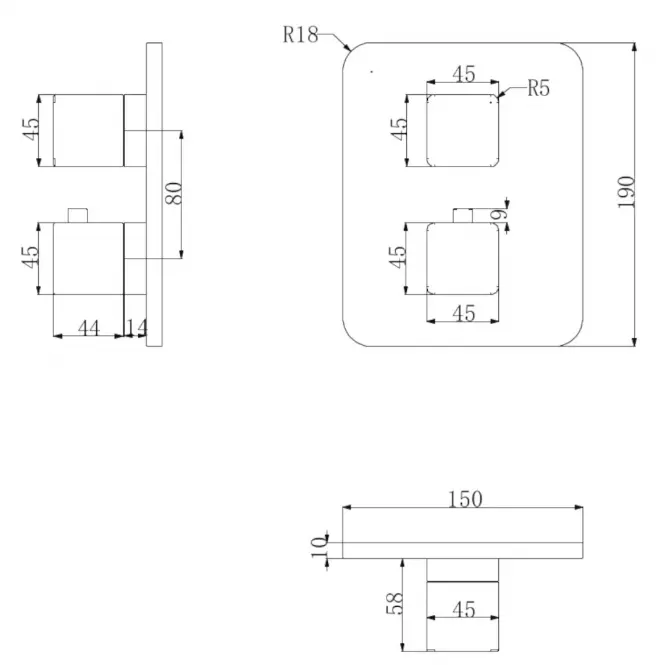 Parma system prysznicowy podtynkowy termostat