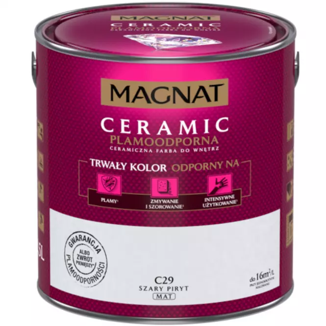 Magnat Ceramic Ceramiczna Farba Do Wnętrz Szary Piryt 2,5 L