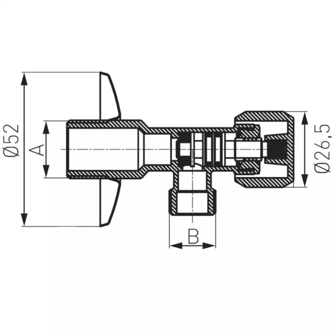 Zawór grzybkowy kątowy 1/2˝ x 3/8˝ z rozetą