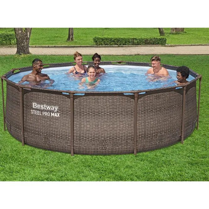 Basen stelażowy z pompą 3,66x1 m rattan 56709
