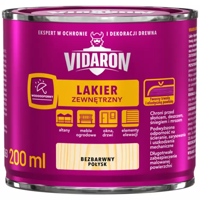Vidaron Lakier Zewnętrzny bezbarwny połysk 0,2l