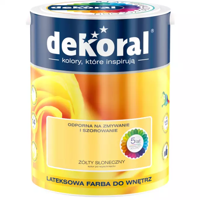 Dekoral Odporna Na Szorowanie Żółty Słoneczny 5l