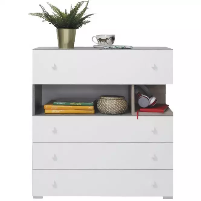 Komoda Sigma 85 SI11 beton/biały/dąb