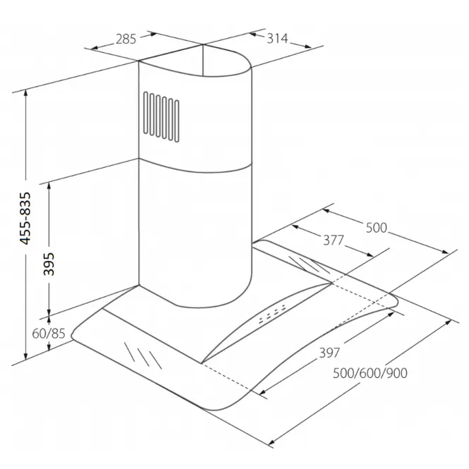 Okap WK-6 Largo 90 inox