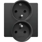 Gniazdo podwółjne 12DGPR-2z  z/U czarne mat
