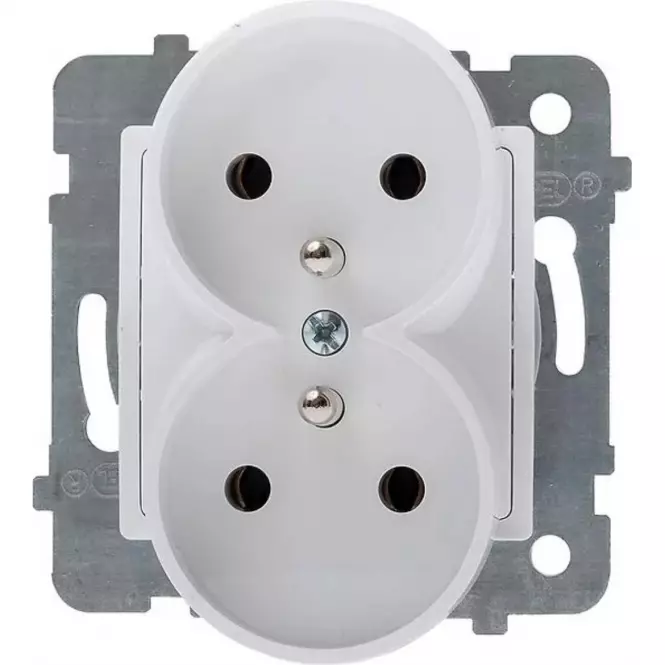 Gniazdo podwójne GP-2Qz/M z/U białe rosa