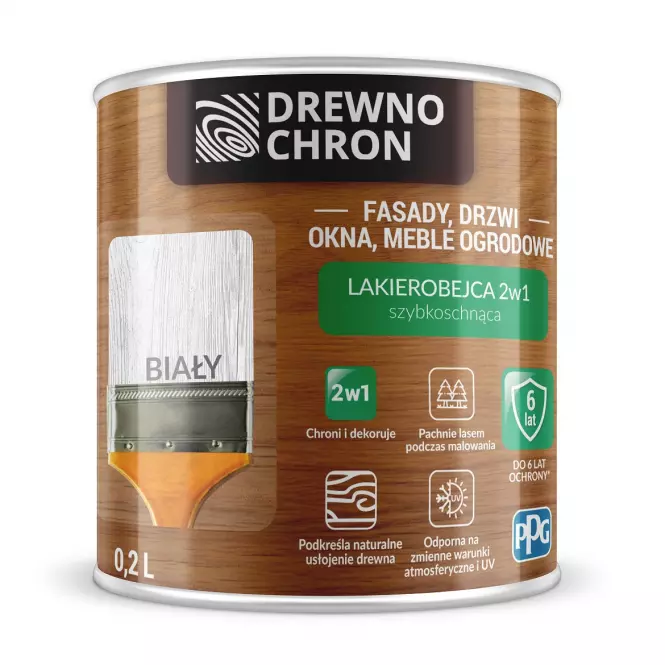 Drewnochron Lakierobejca 2w1 Biały 0,2l