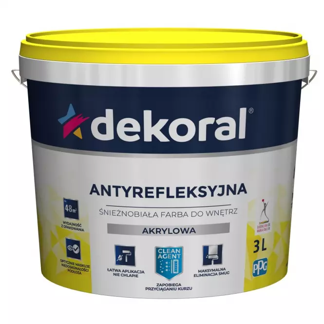Dekoral Antyrefleksyjna Farba Akrylowa Do Wnętrz 3l